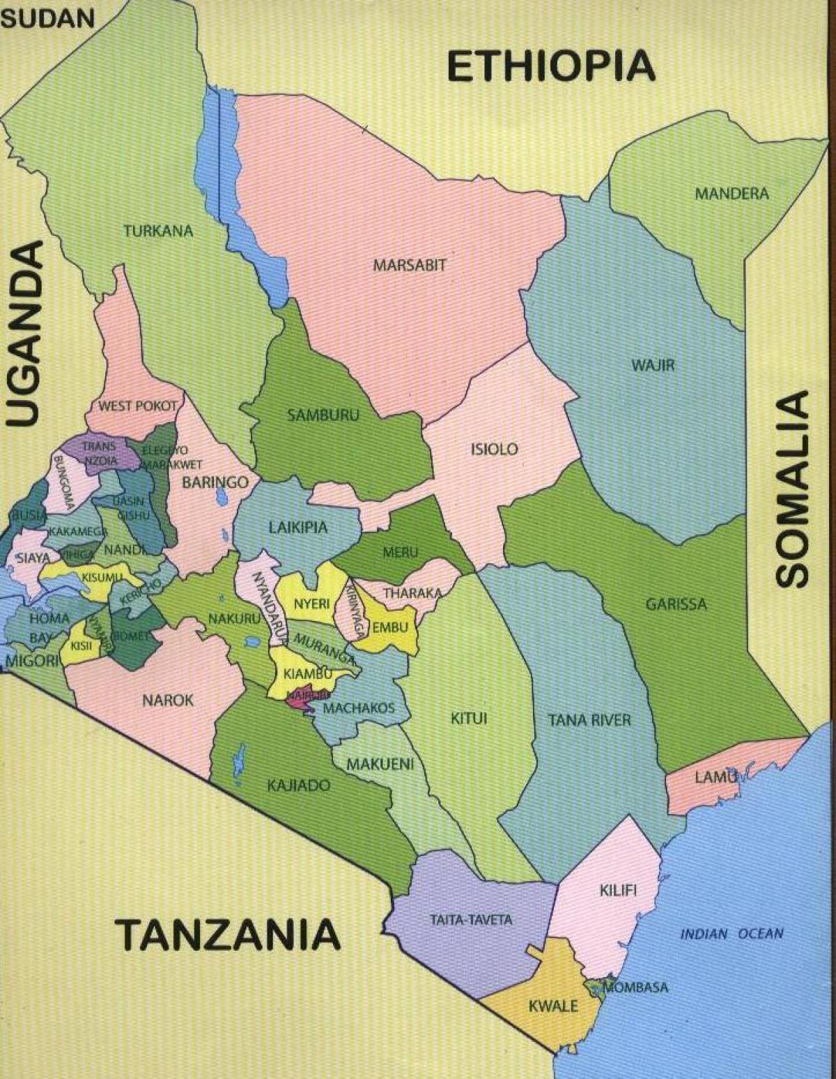 la nouvelle carte du Kenya comtés