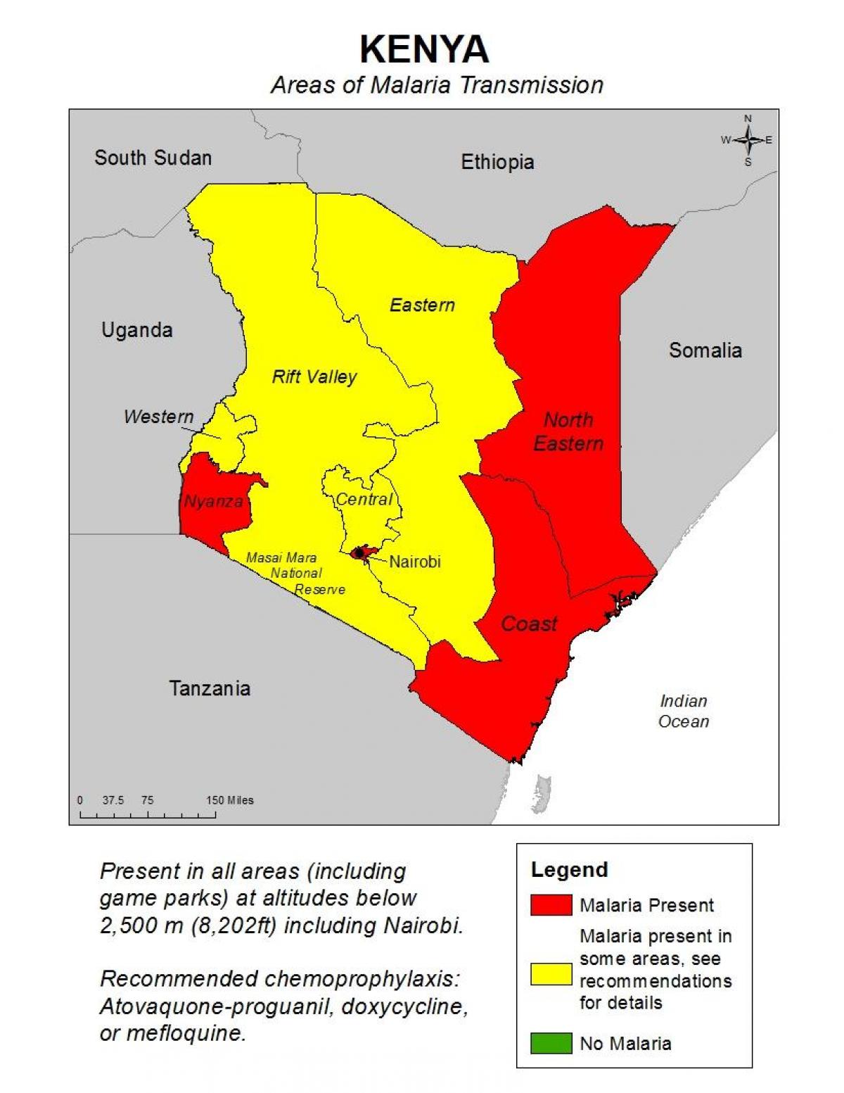carte du paludisme au Kenya