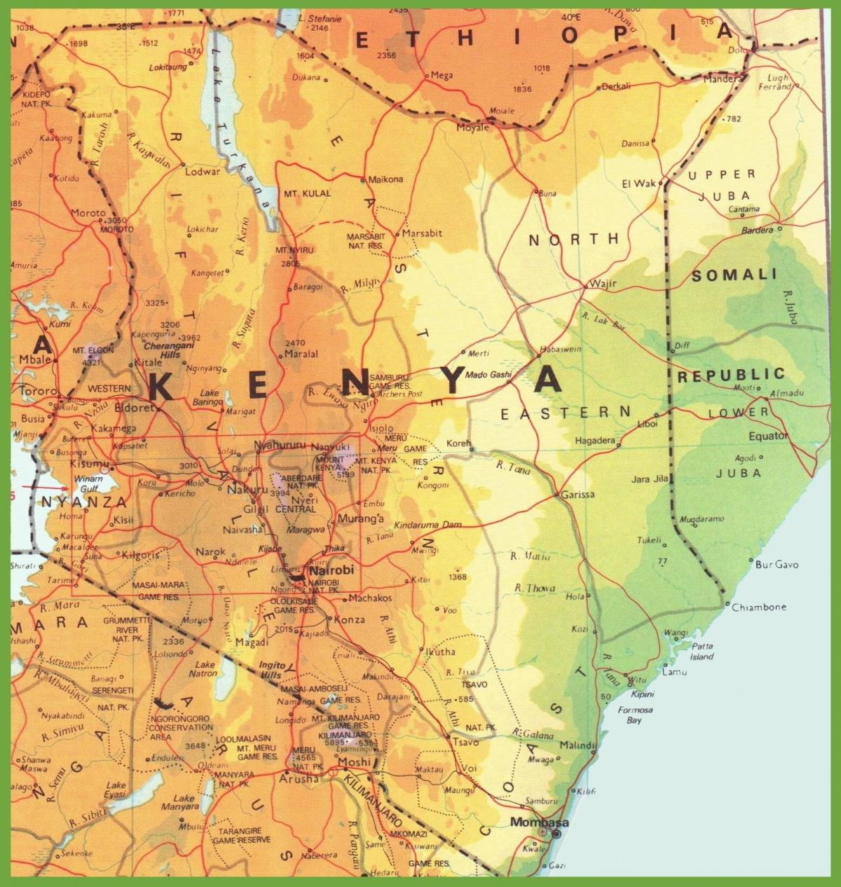 Kenya réseau routier de la carte