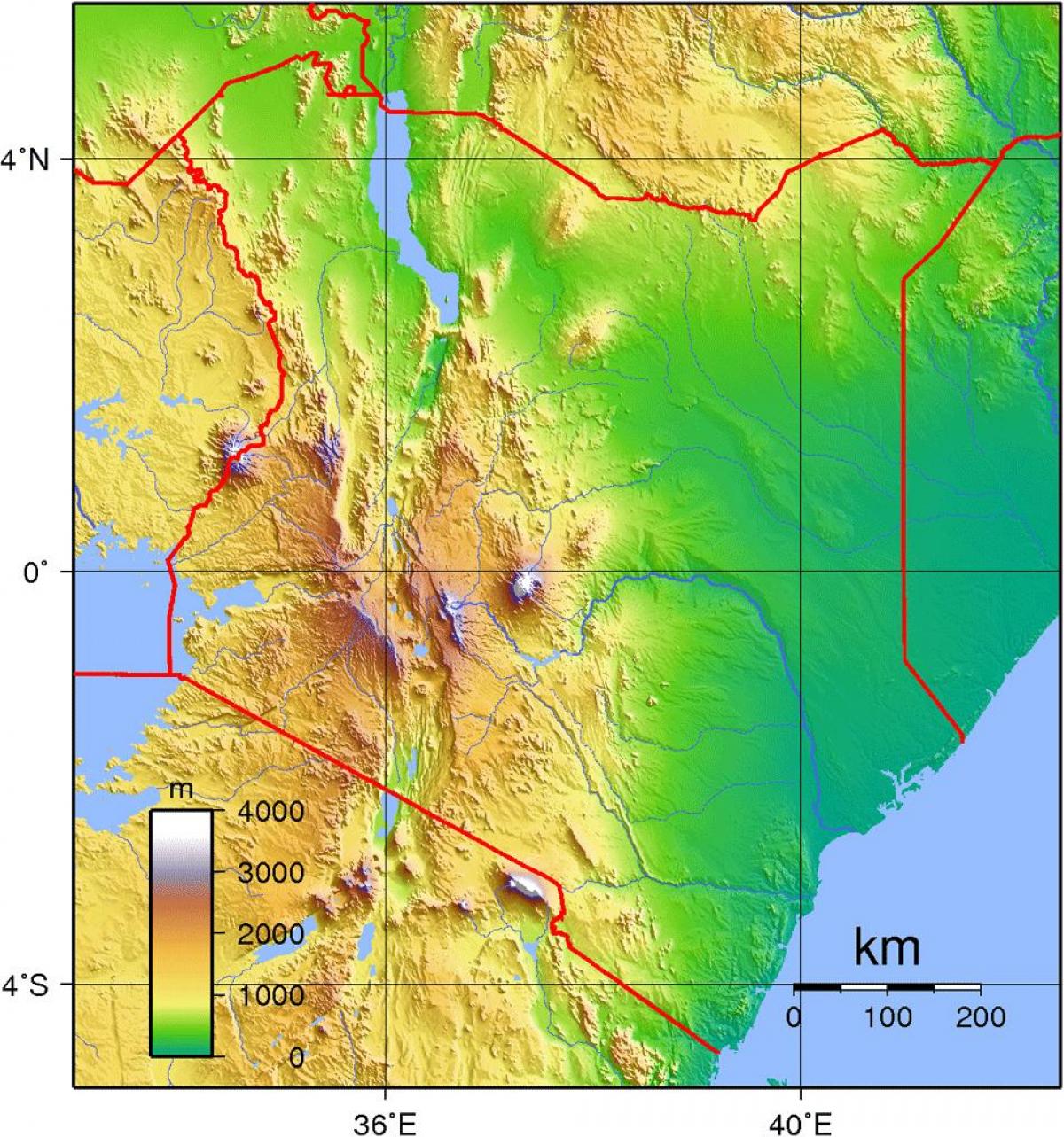 Kenya carte d'altitude