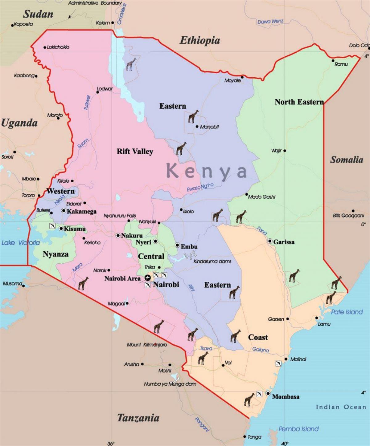une carte du Kenya