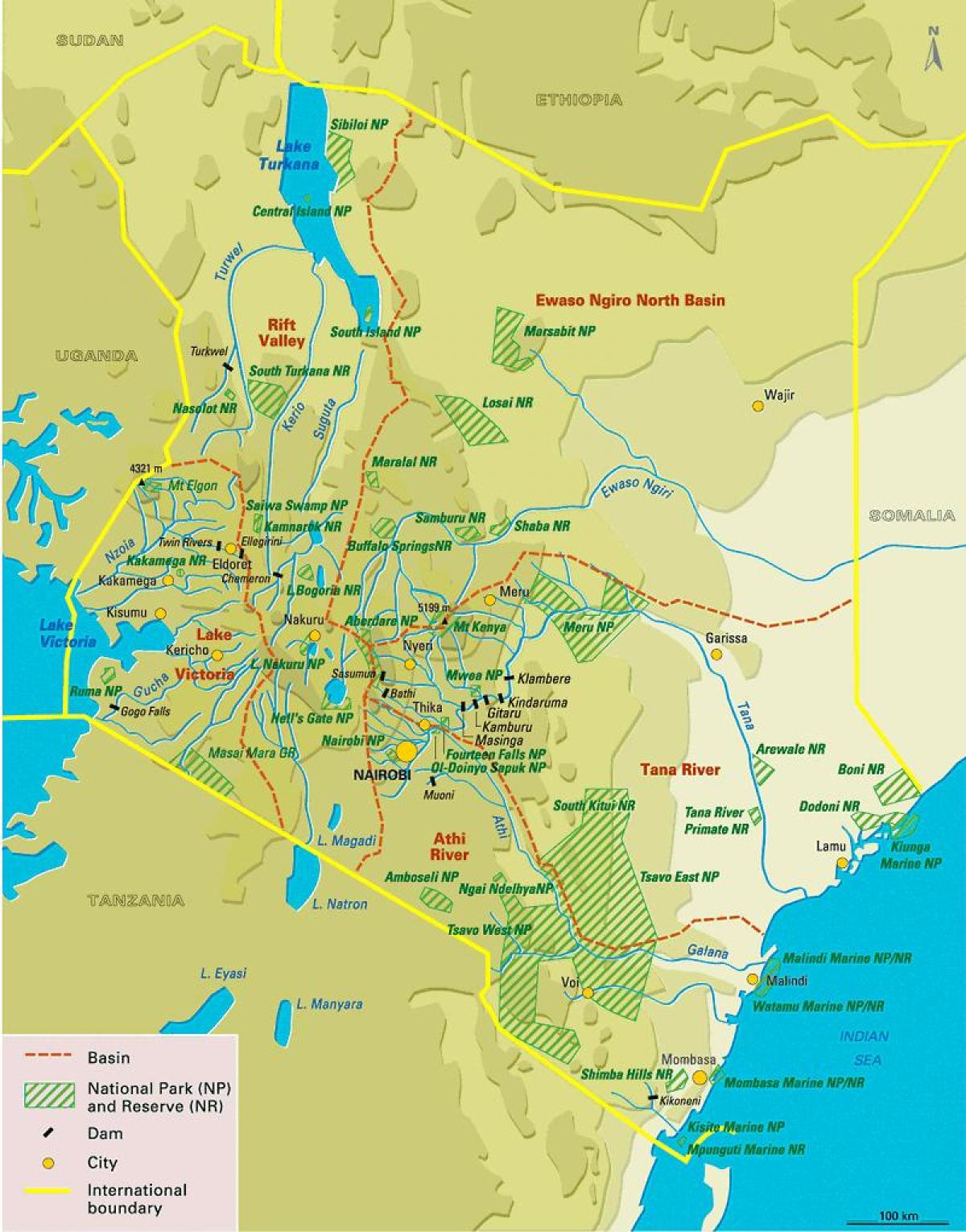 carte du Kenya, de la végétation