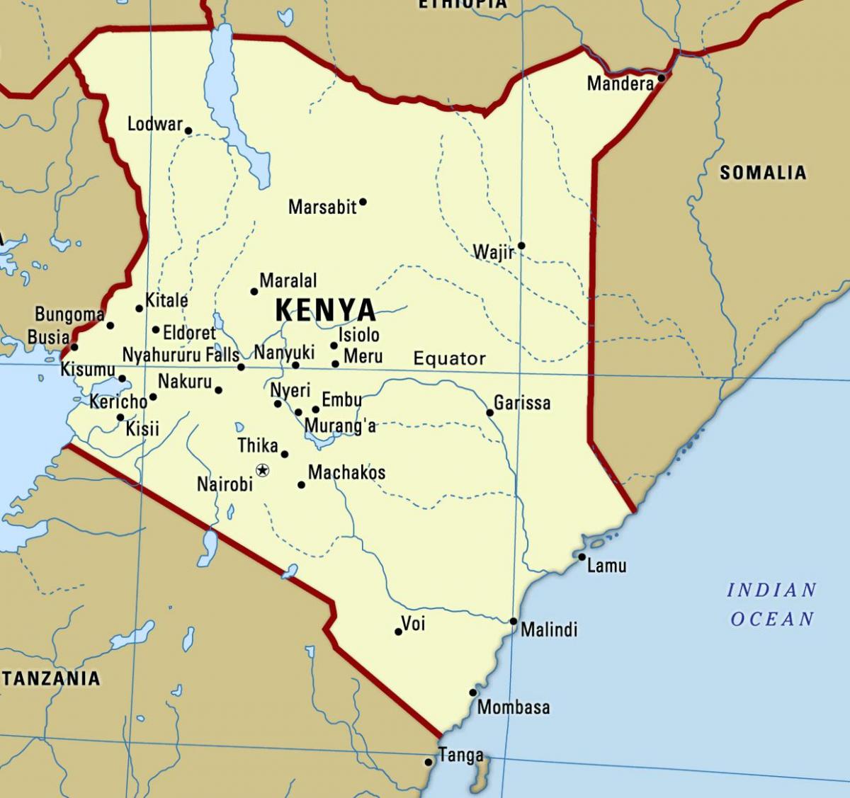 carte du Kenya avec les villes