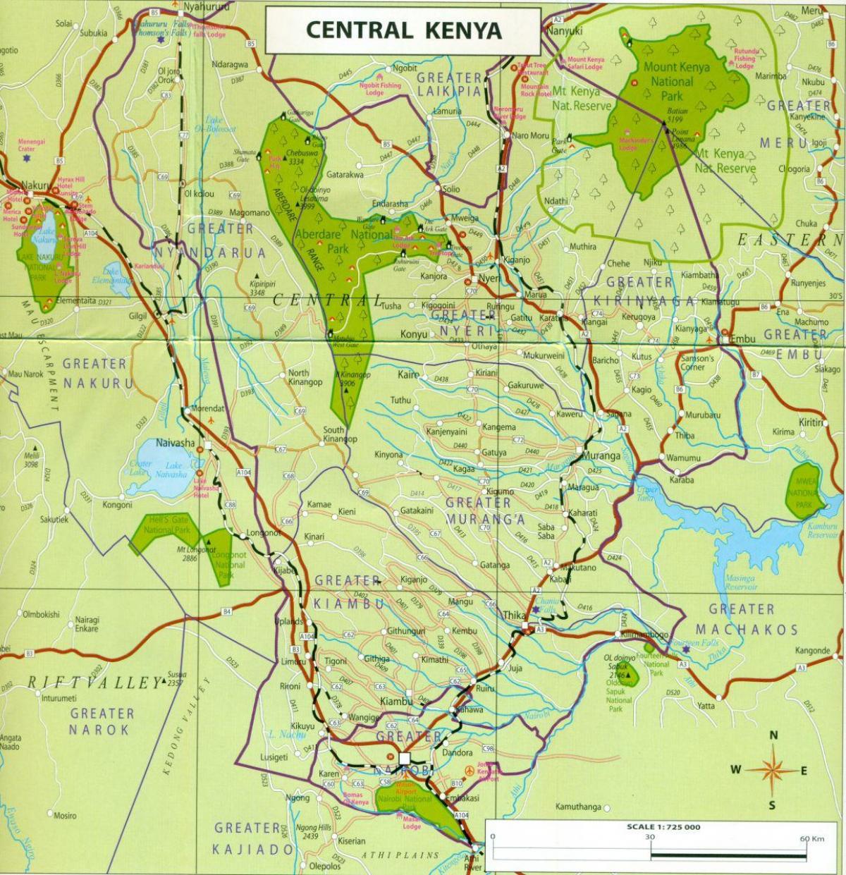 carte du centre du Kenya