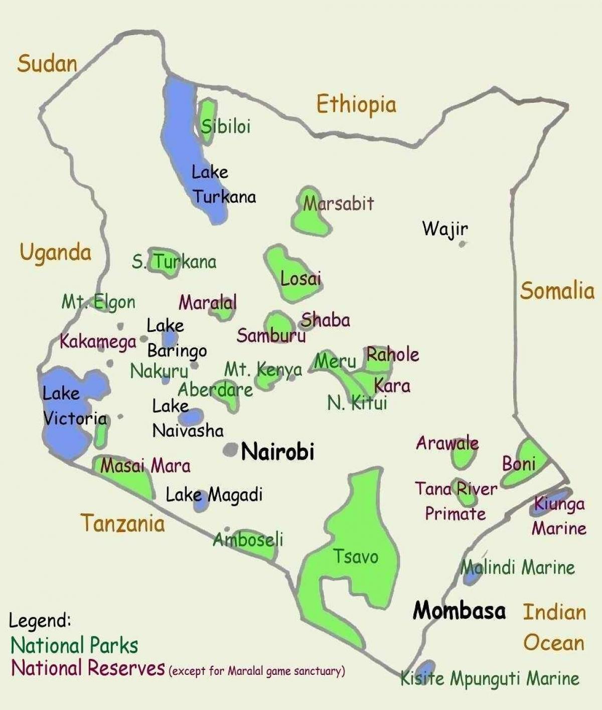 carte des lacs du Kenya