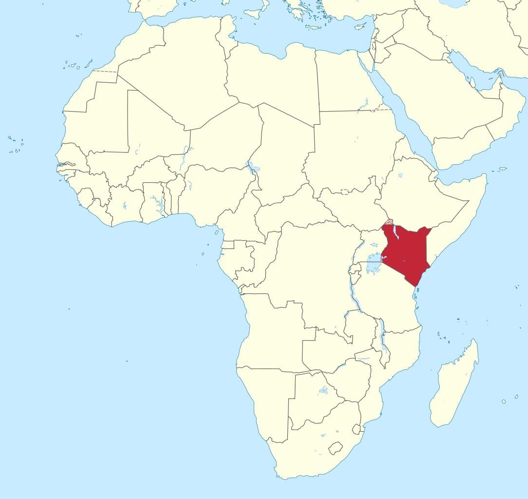 carte de l'afrique avec le Kenya a souligné