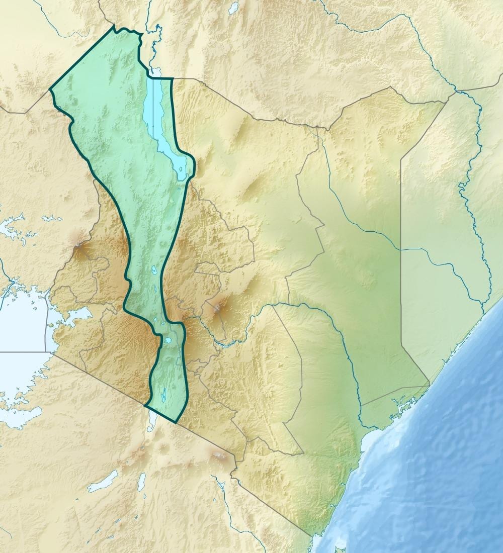 carte de la vallée du rift au Kenya