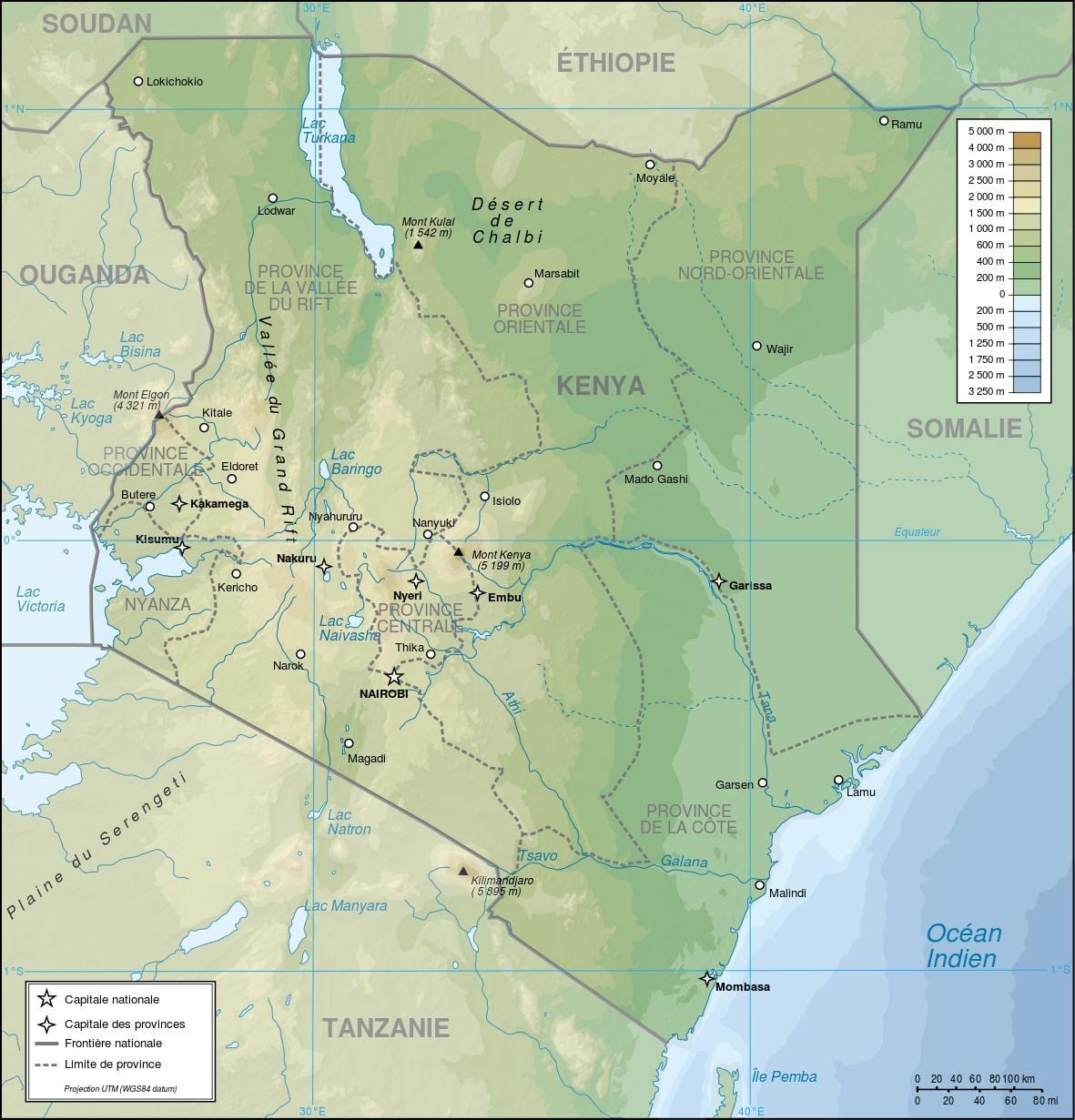 Kenya carte en relief