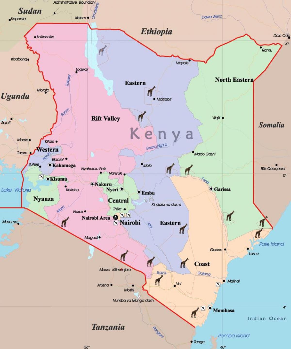 carte du Kenya langue