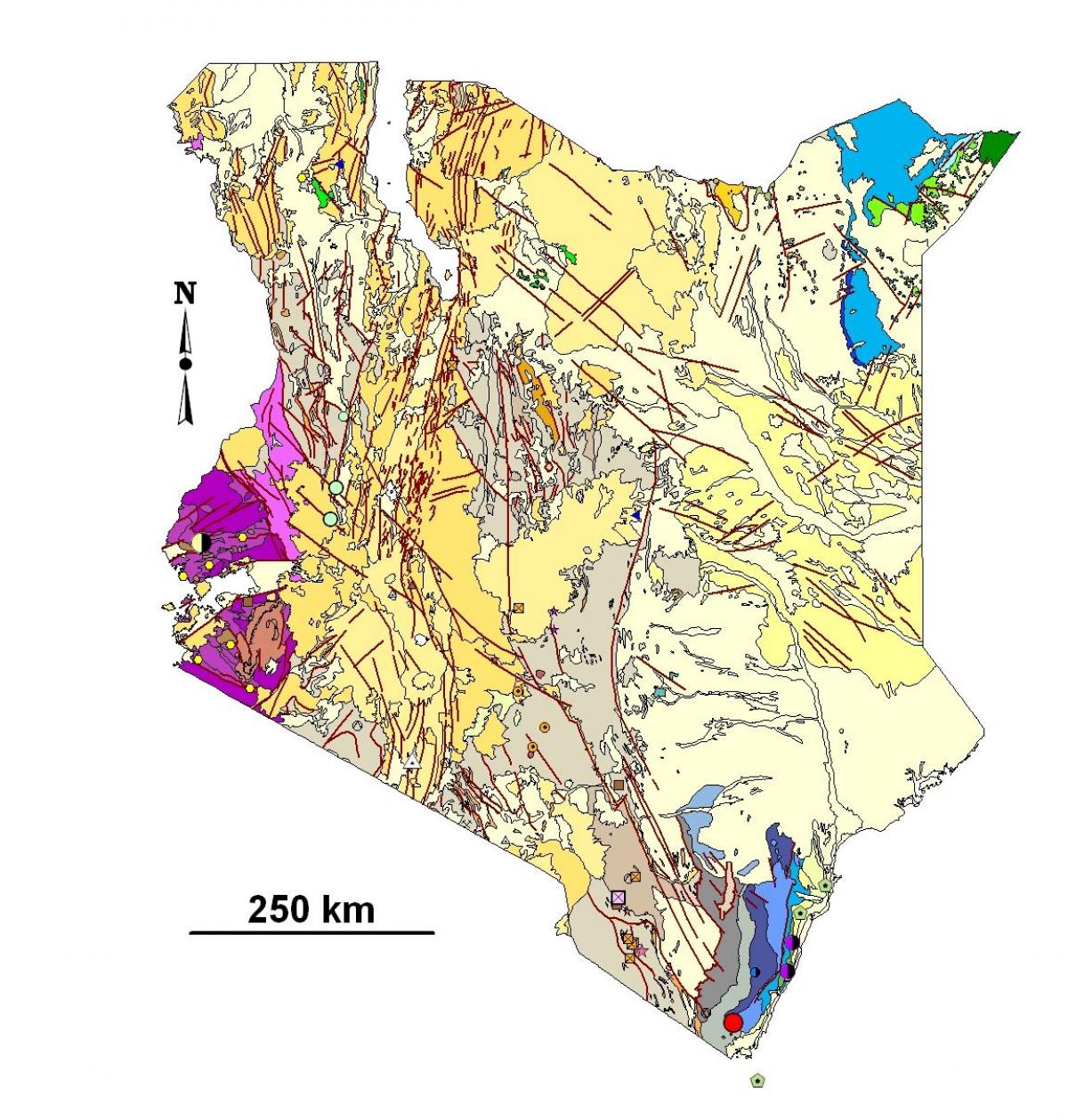 carte du Kenya ressources minérales