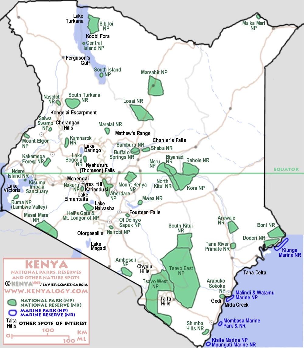 carte du Kenya safari