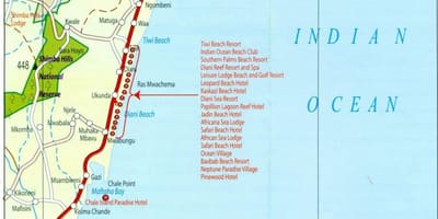 Carte de la côte Kenyane