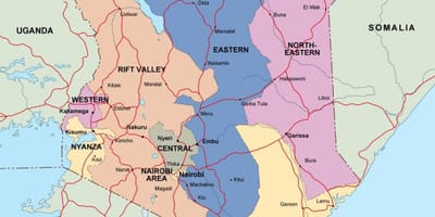 Carte du Kenya montrant rivières