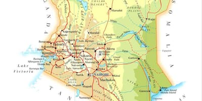 Kenya caractéristiques physiques de la carte