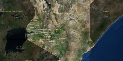 Carte de la carte satellite du Kenya