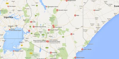 Carte des aéroports du Kenya