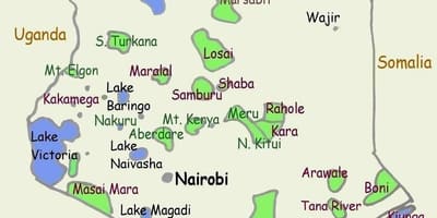 Carte des lacs du Kenya