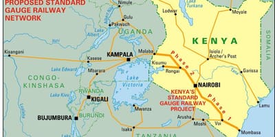 Kenya voie ferrée à écartement normal map